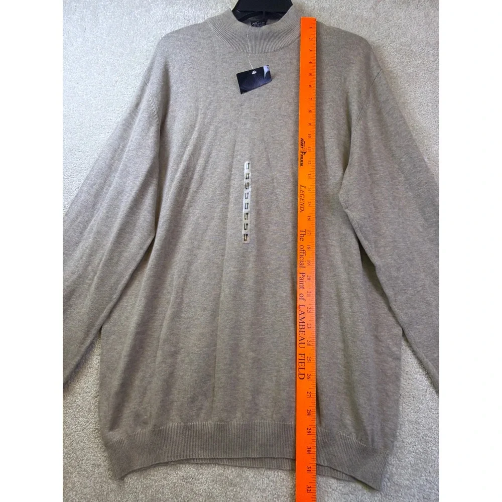 Croft & Barrow Mock Neck Sweater Men Large Tall Taupe Heather Cotton Classic NEW